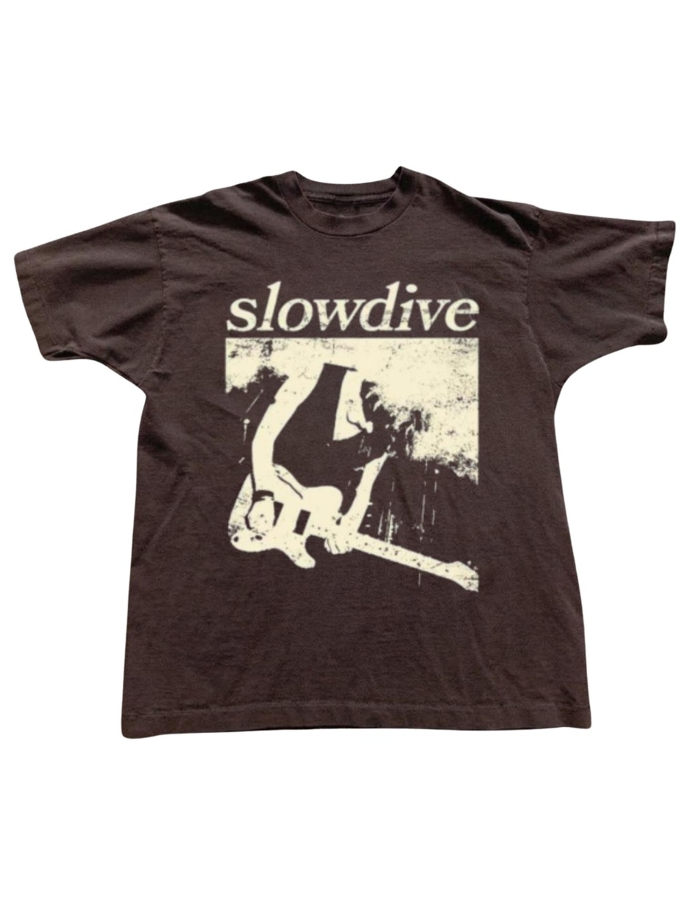 Gildan Slowdive Graphic Band Tee - Brown with Cream Print